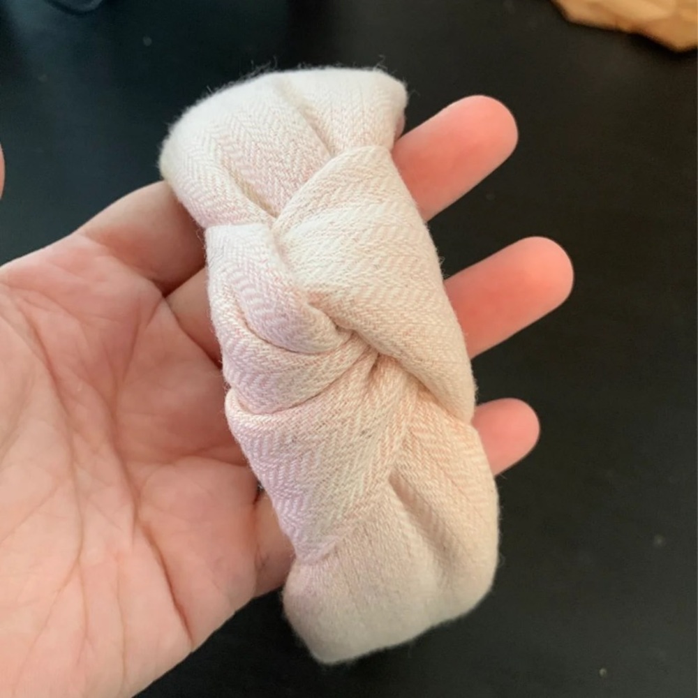 Lele Sadoughi headband - pink and white herringbone